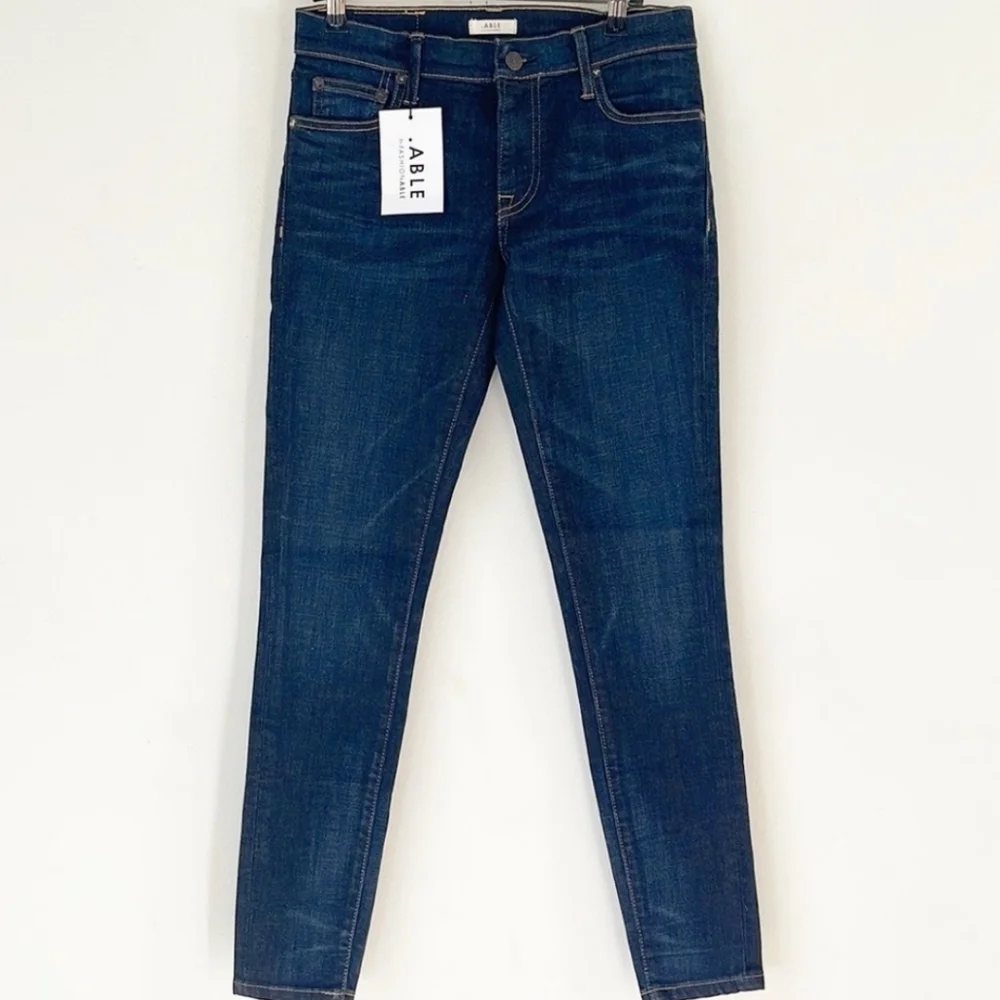 NEW ABLE The Carla Dark Wash Skinny Jeans 24 - Picture 1 of 4